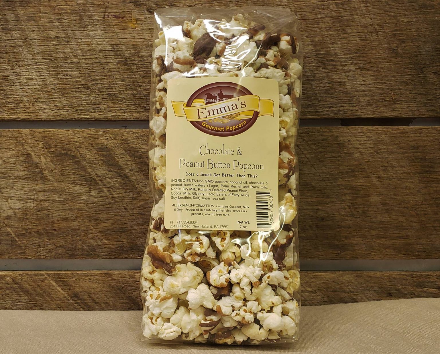 Chocolate & Peanut Butter Popcorn Emma's Gourmet Popcorn Brecknock Orchard LLC